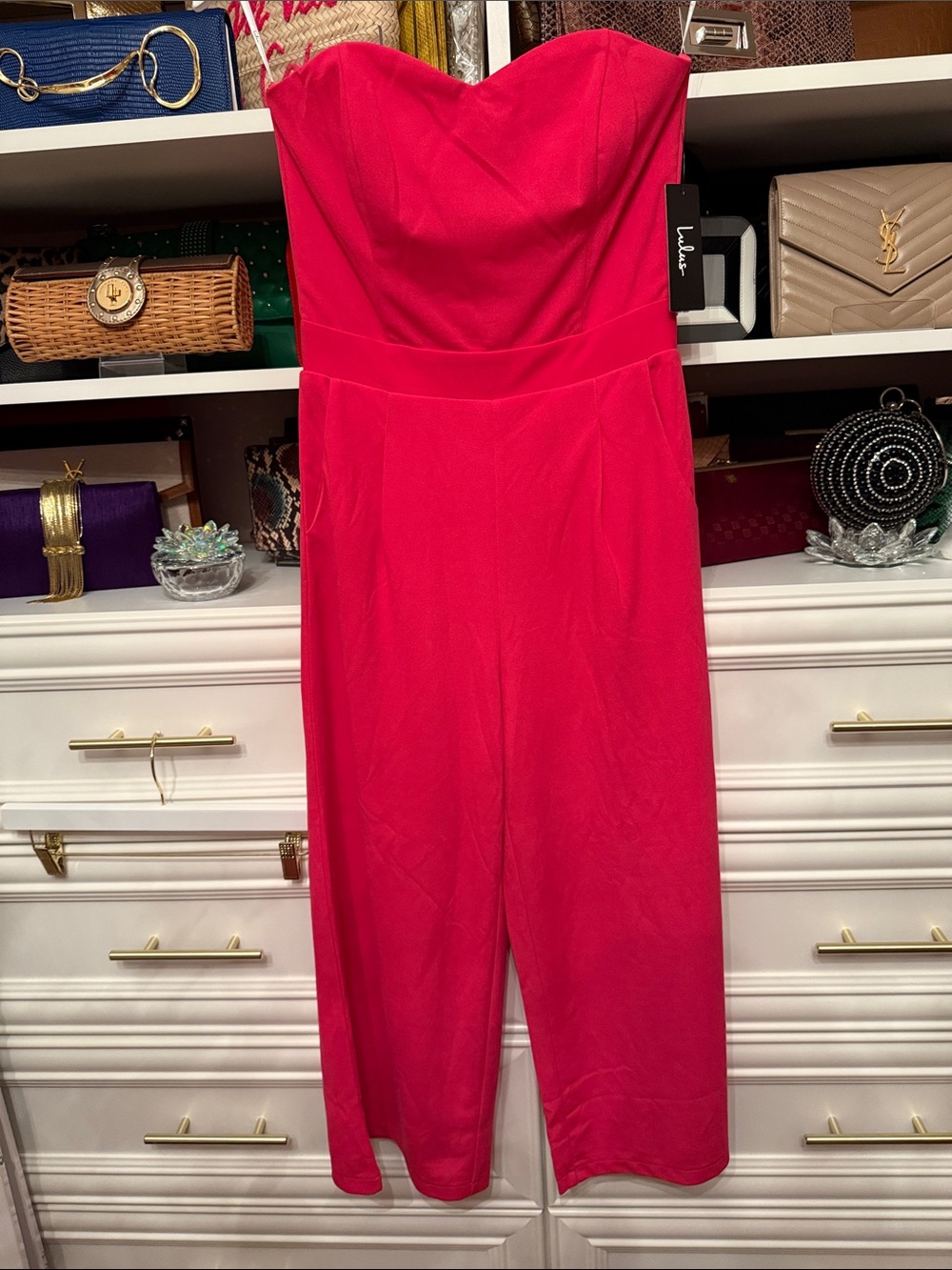 Strapless Coral Pink Jumpsuit